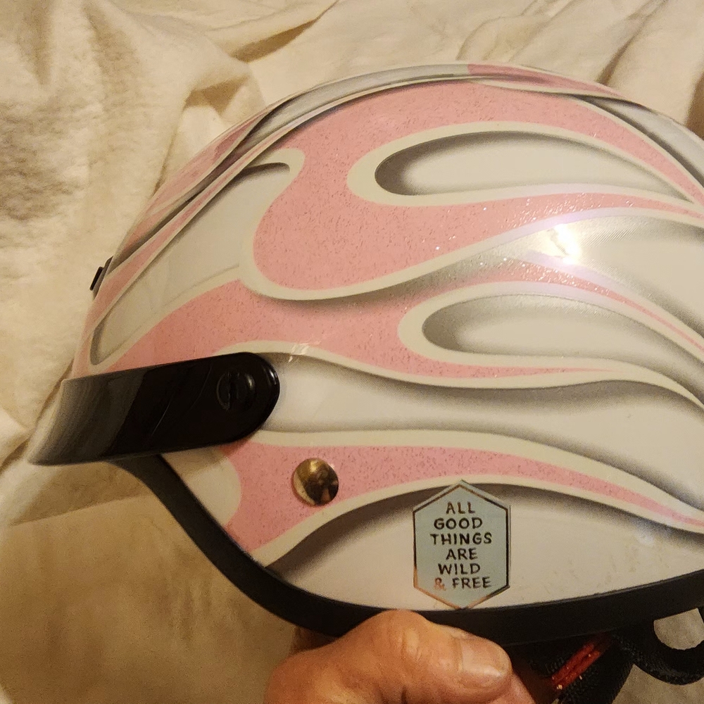 Ladies Harley-Davidson Pink and Silver Helmet.